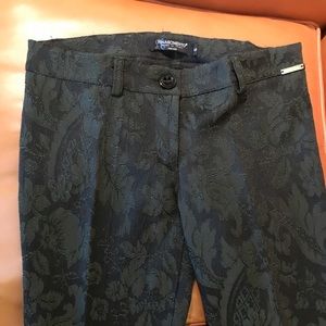 italian ankle pants slim fit green, flower design